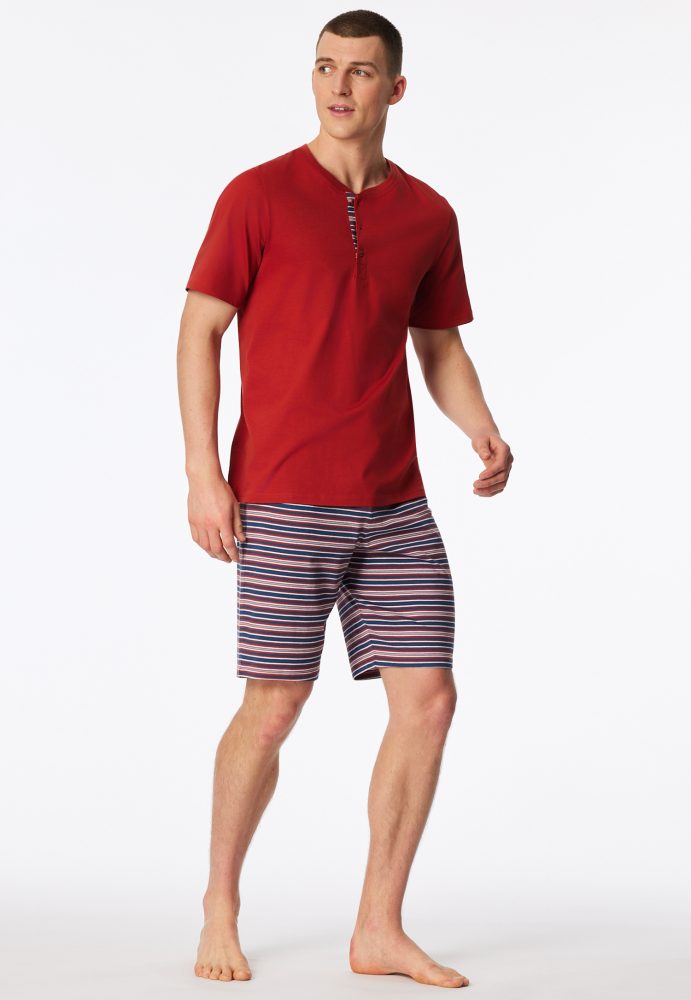 Schiesser Schlafanzug kurz Bunt gemustert - Casual Nightwear für Herren, Größe S, 100 % Baumwolle