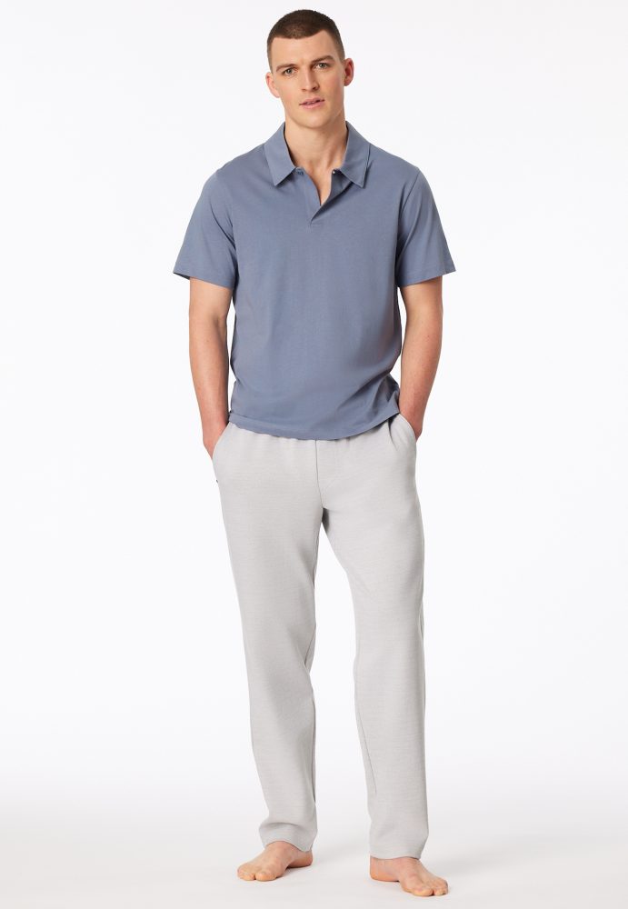Schiesser Poloshirt Blau - Mix+Relax für Herren, Größe S, 100 % Baumwolle