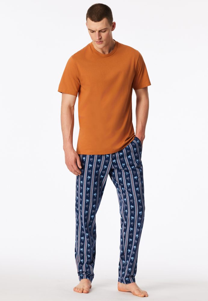 Schiesser T-Shirt Orange - Mix+Relax für Herren, Größe L, 100 % Baumwolle