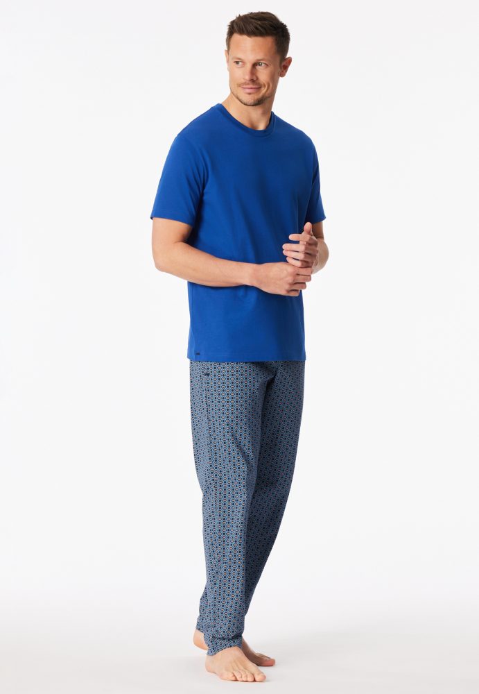 Schiesser T-Shirt Blau - Mix+Relax für Herren, Größe L, 100 % Baumwolle