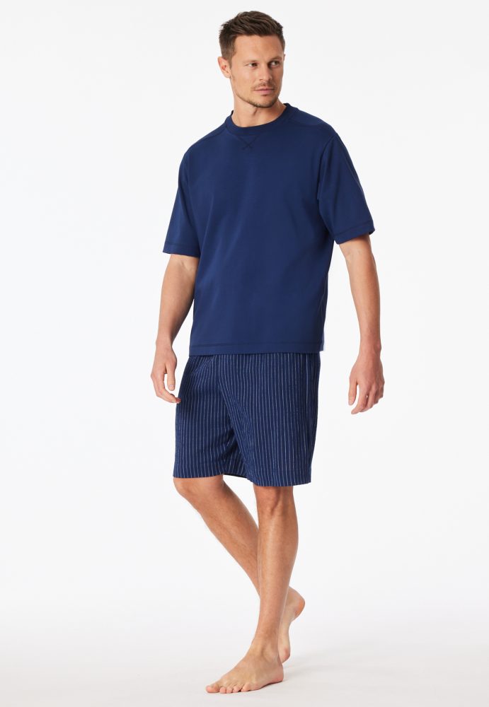 Schiesser T-Shirt Dunkelblau - Mix+Relax für Herren, Größe L, 100 % Baumwolle
