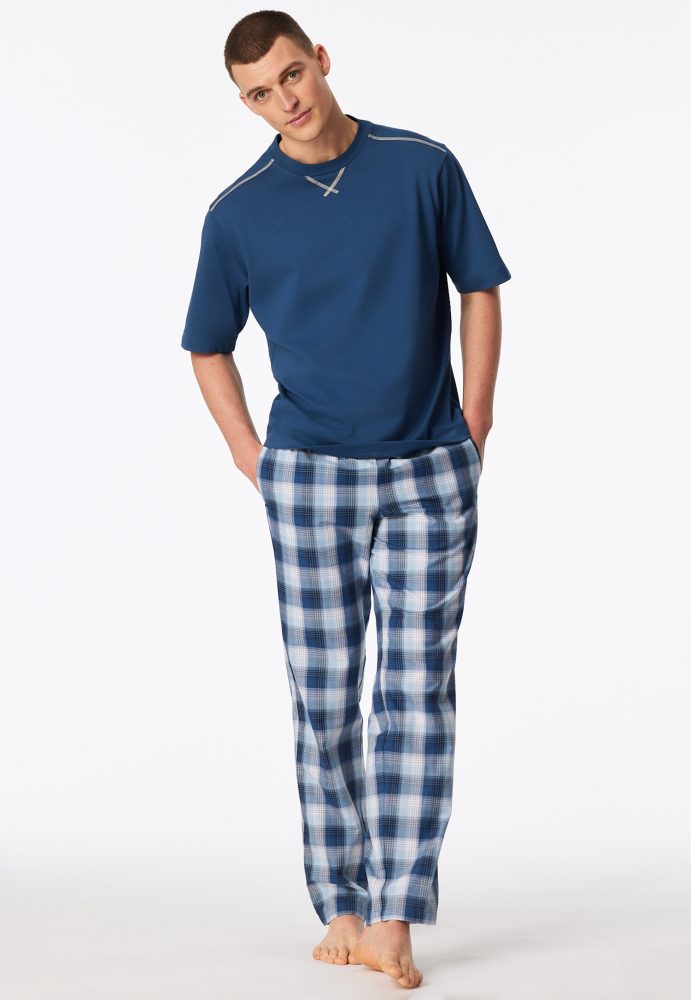 Schiesser T-Shirt Blau - Mix+Relax für Herren, Größe M, 100 % Baumwolle