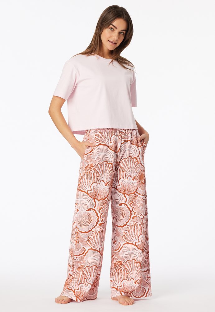 Schiesser T-Shirt cropped Rosa - Mix+Relax für Damen, Größe S, 100 % Baumwolle