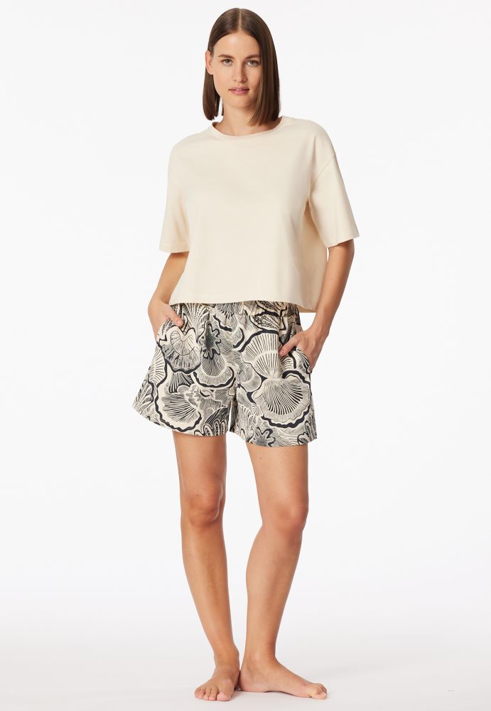 Schiesser T-Shirt cropped Soft Beige - Mix+Relax für Damen, Größe XXL, 100 % Baumwolle