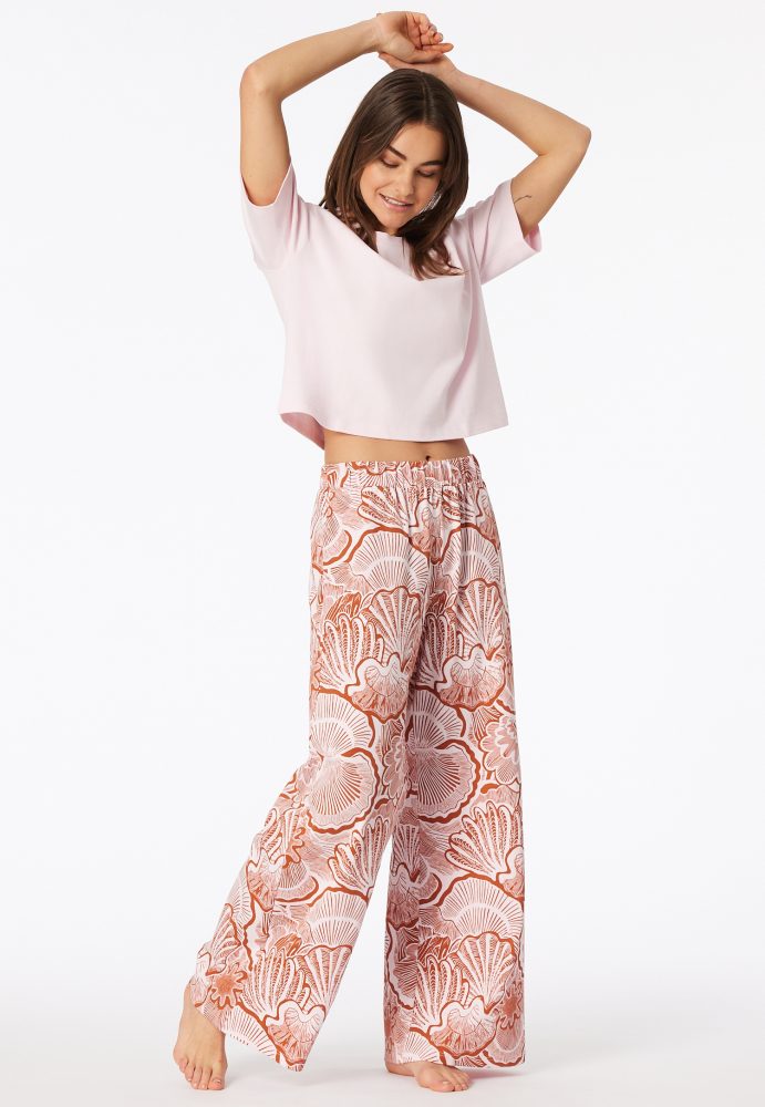 Schiesser Hose Orange/Weiss gemustert - Mix+Relax für Damen, Größe S, 100 % Baumwolle