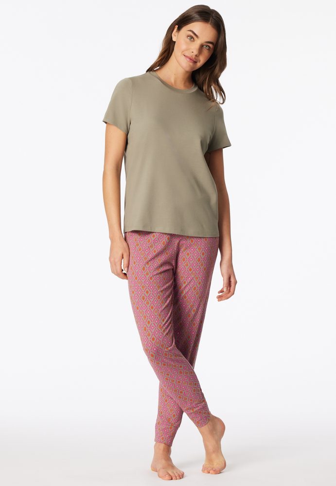Schiesser T-Shirt Oliv - Mix+Relax für Damen, Größe XS, 95 % Baumwolle, 5 % Elasthan