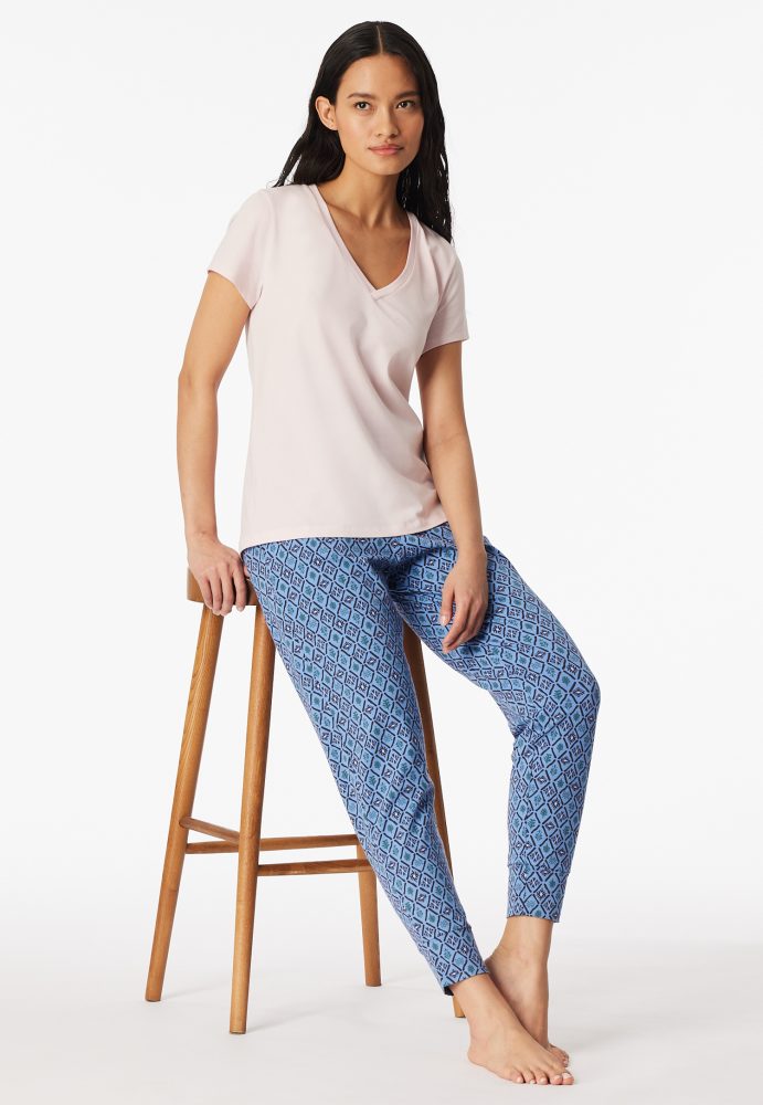 Schiesser T-Shirt V-Ausschnitt Rosa- Mix+Relax für Damen, Größe XS, 95 % Baumwolle, 5 % Elasthan