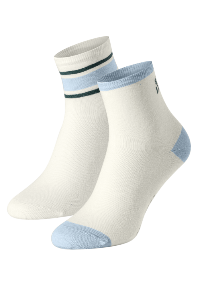 Schiesser Socken Damen 2er-Pack Weiss/Blau - Fashion für Damen, Größe 35/38, 77 % Baumwolle, 22 % Polyamid, 1 % Elasthan