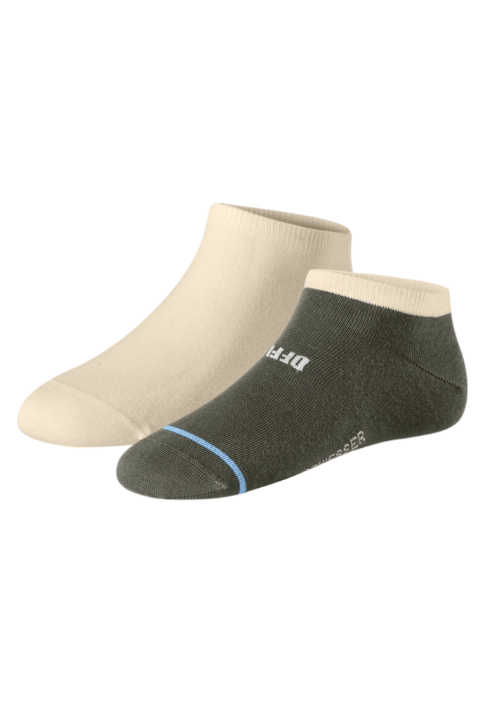 Schiesser Sneakersocken Herren 2er-Pack Grün/Off-White - Fashion für Herren, Größe 39/42, 77 % Baumwolle, 22 % Polyamid, 1 % Elasthan