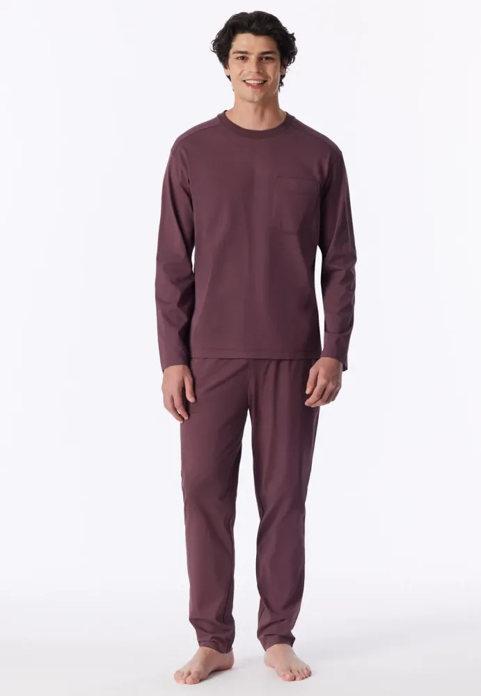 Schiesser Schlafanzug Bordeaux - Modern Nightwear für Herren, Größe M, 73 % Baumwolle, 27 % Polyester