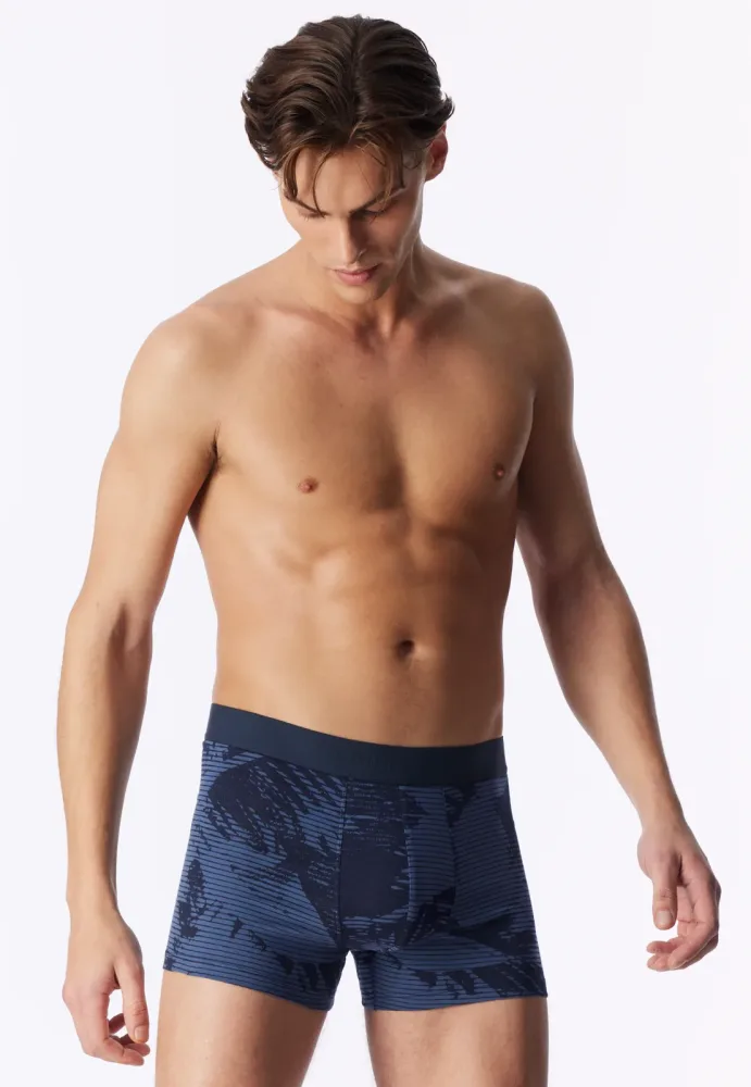 Schiesser Enge Boxershorts Blau gemustert - 95/5 für Herren, Größe L, 95 % Baumwolle, 5 % Elasthan
