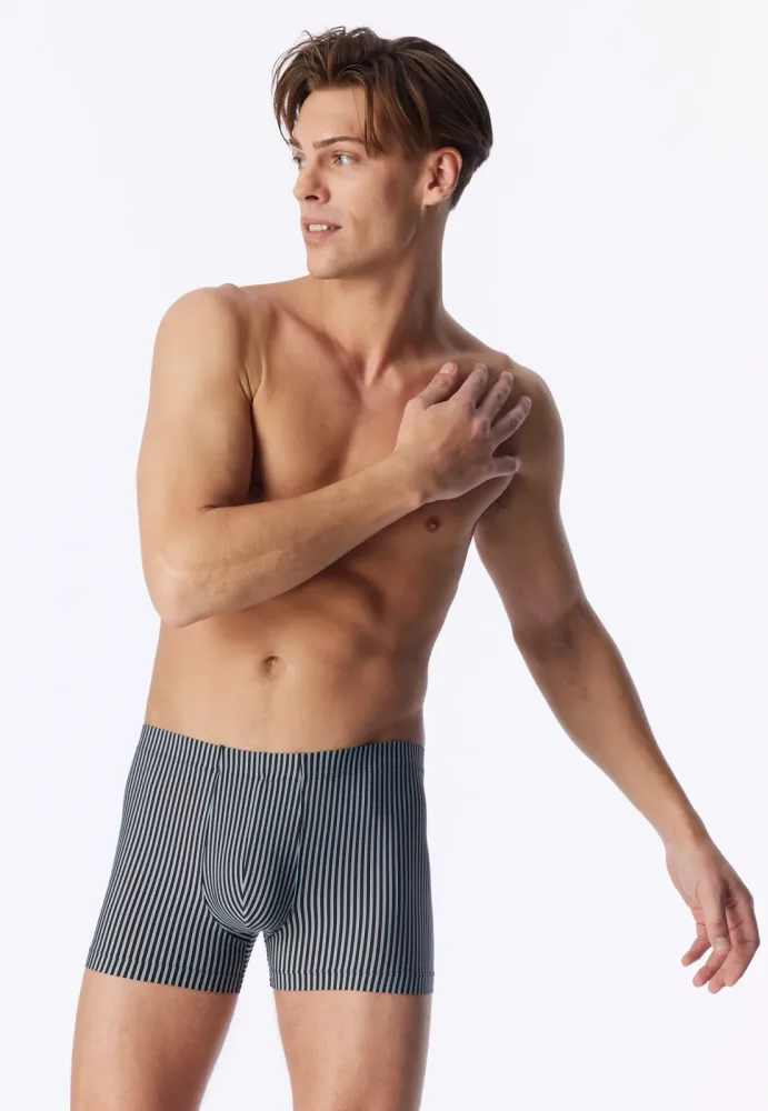 Schiesser Enge Boxershorts Schwarz/Weiss gestreift - Pure Micro für Herren, Größe S, 85 % Polyamid, 15 % Elasthan