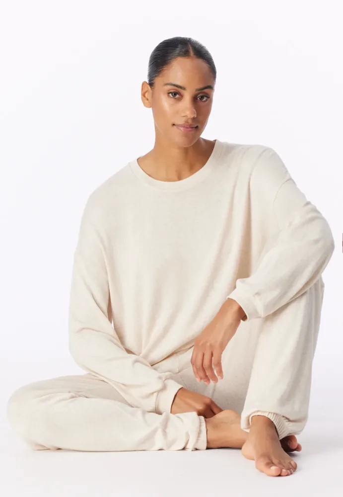 Schiesser Lounge Set mit Bündchen Off White - Casual Fashion für Damen, Größe S, 65 % Viskose, 5 % Elasthan, 30 % Baumwolle