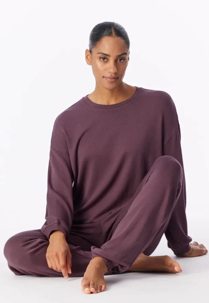Schiesser Lounge Set mit Bündchen Bordeaux - Casual Fashion für Damen, Größe S, 65 % Viskose, 5 % Elasthan, 30 % Baumwolle