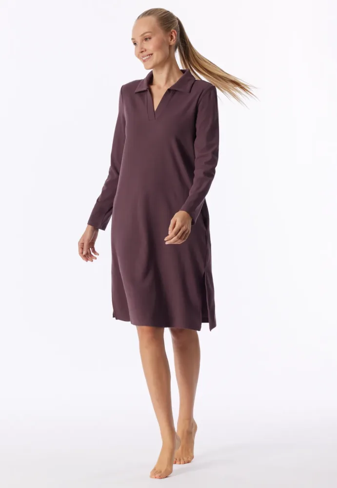 Schiesser Nachthemd langarm Bordeaux - Selected Premium Warming für Damen, Größe S, 70 % Modal, 5 % Elasthan, 25 % Viskose