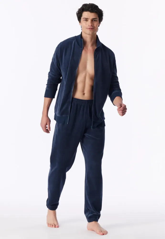 Schiesser Jogginganzug Blau - Casual Nightwear für Herren, Größe L, 75 % Baumwolle, 25 % Polyester