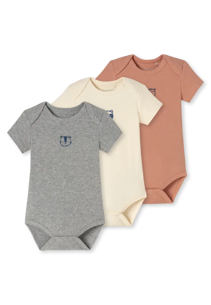 Schiesser Body kurzarm Doppelripp 3er-Pack Bunt - Baby, Größe 6M, 95 % Baumwolle, 5 % Elasthan