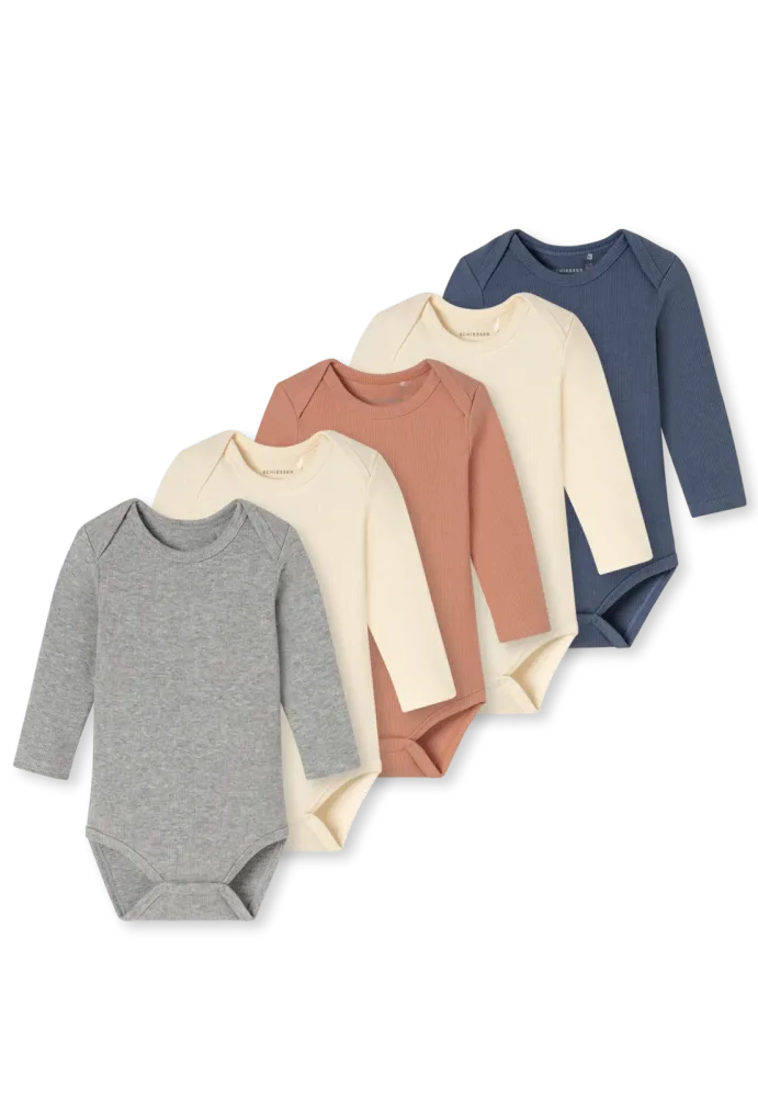 Schiesser Body Doppelripp 5er-Pack Bunt - Baby, Größe 3M, 95 % Baumwolle, 5 % Elasthan