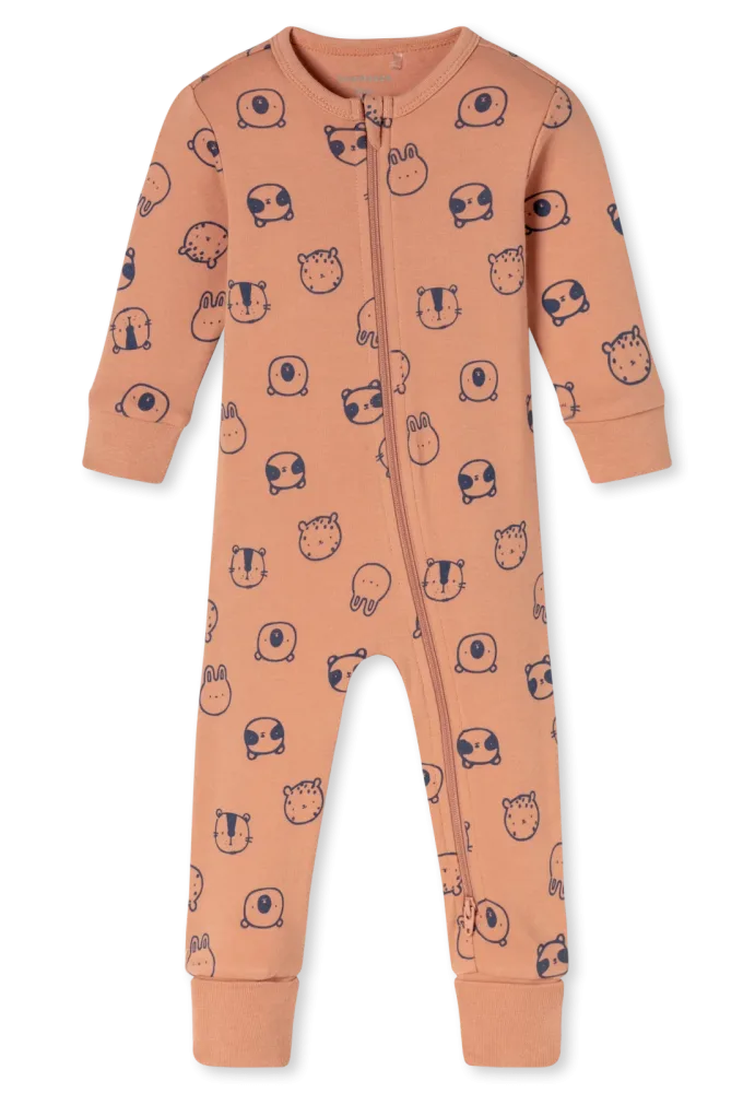 Schiesser Strampler Feinripp Orange gemustert - Baby, Größe 3M, 100 % Baumwolle