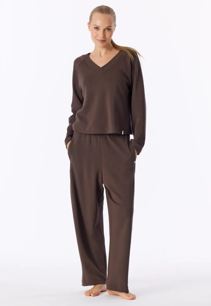 Schiesser Sweathose Braun - Mix+Relax für Damen, Größe S, 75 % Modal, 5 % Elasthan, 20 % Polyester