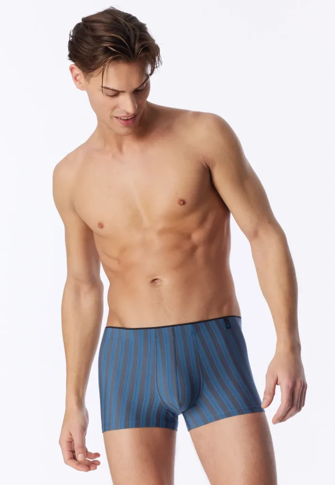 Schiesser Enge Boxershorts Blau/Grau gestreift - Long Life Soft für Herren, Größe L, 55 % Modal, 35 % Polyester, 10 % Elasthan