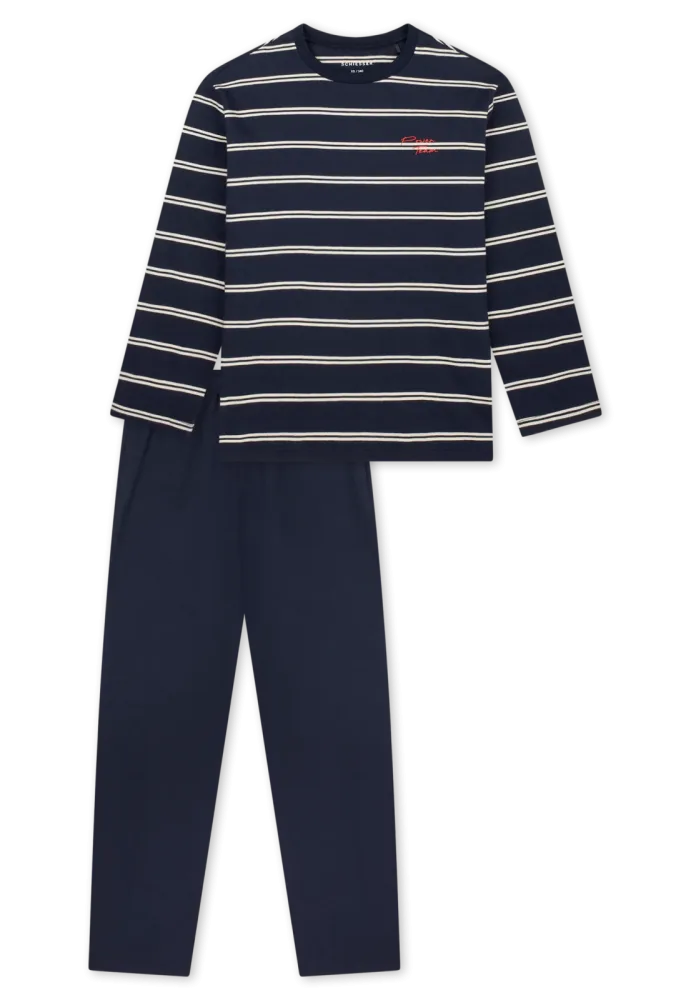 Schiesser Schlafanzug Dunkelblau/Weiss gestreift - Nightwear für Jungen, Größe 3Y, 100 % Baumwolle