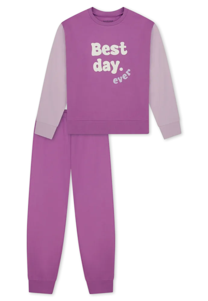 Schiesser Schlafanzug mit Bündchen Lila - Nightwear für Mädchen, Größe 4Y, 100 % Baumwolle