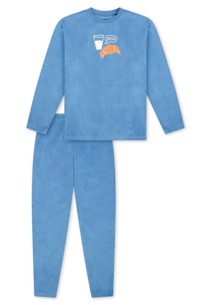 Schiesser Schlafanzug mit Bündchen Blau- Nightwear für Mädchen, Größe 3Y, 80 % Baumwolle, 20 % Polyester