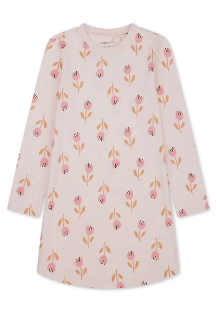 Schiesser Nachthemd langarm Bunt gemustert - Kids Nightwear für Mädchen, Größe 4Y, 100 % Baumwolle