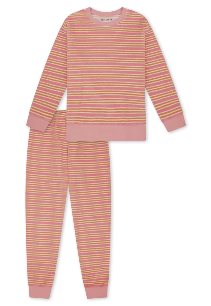 Schiesser Schlafanzug mit Bündchen Bunt gestreift - Teens Nightwear für Mädchen, Größe 4Y, 80 % Baumwolle, 20 % Polyester