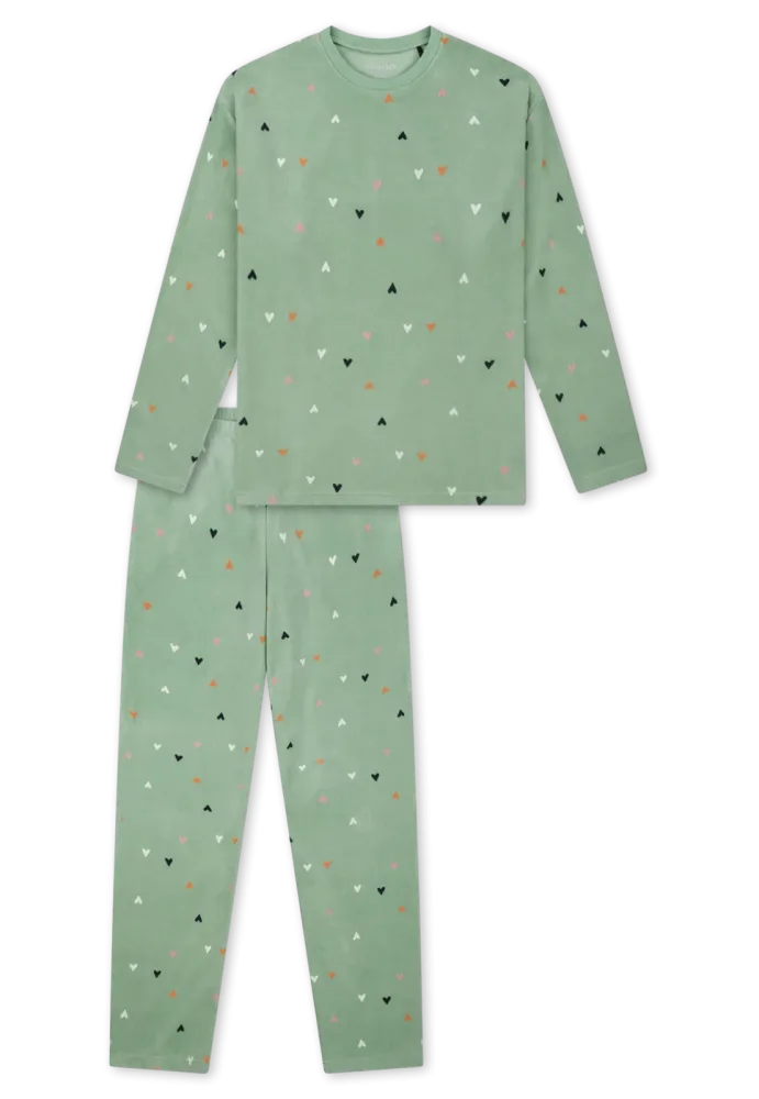 Schiesser Schlafanzug Grün gemustert - Nightwear für Mädchen, Größe 3Y, 75 % Baumwolle, 25 % Polyester