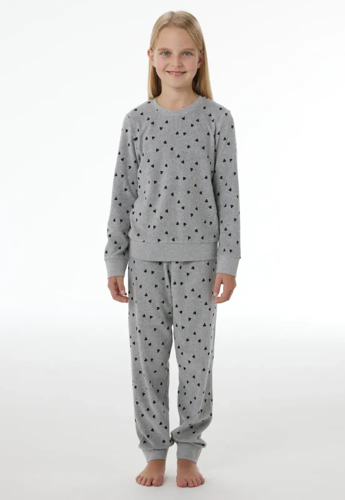 Schiesser Schlafanzug mit Bündchen Grau gemustert - Nightwear für Mädchen, Größe 6Y, 80 % Baumwolle, 20 % Polyester