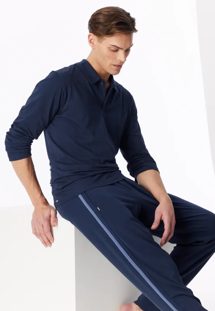Schiesser Poloshirt Blau - Mix+Relax für Herren, Größe S, 100 % Baumwolle
