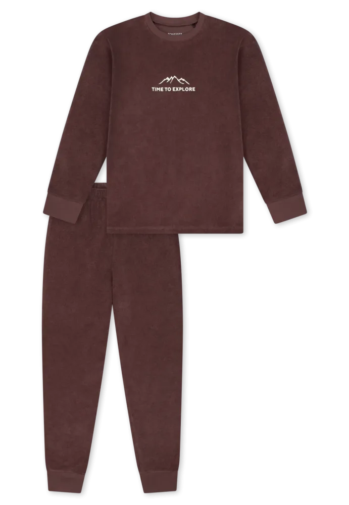 Schiesser Schlafanzug mit Bündchen Bordeaux - Nightwear für Jungen, Größe 4Y, 80 % Baumwolle, 20 % Polyester