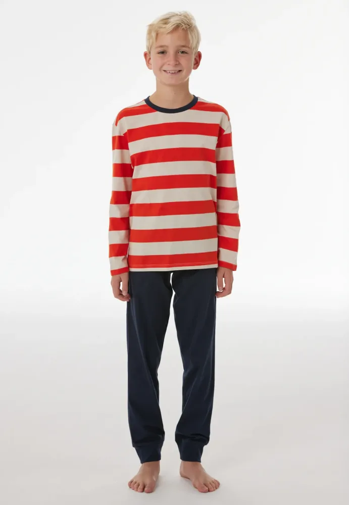 Schiesser Schlafanzug mit Bündchen Bunt gestreift - Nightwear für Jungen, Größe 4Y, 100 % Baumwolle