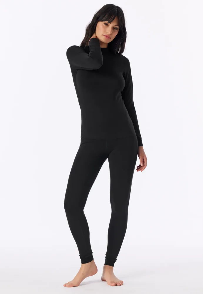 Schiesser Shirt Schwarz - Invisible Soft Warming für Damen, Größe S, 60 % Polyacryl, 30 % Modal, 10 % Elasthan