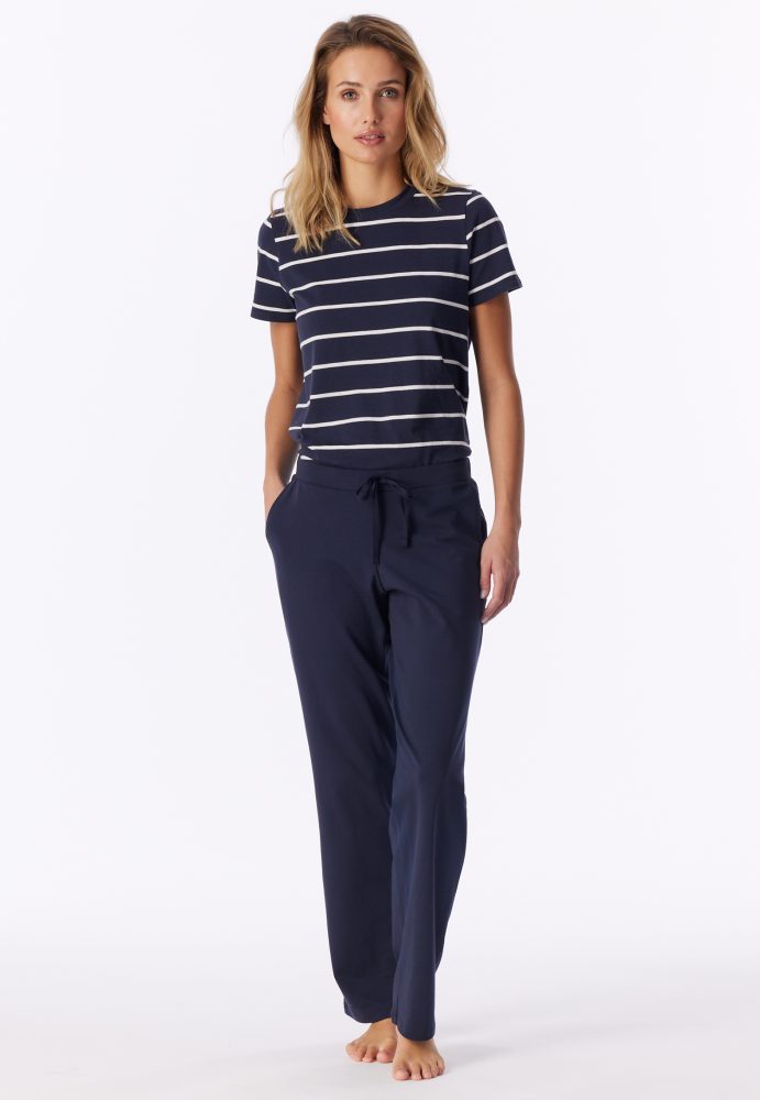 Schiesser Hose Dunkelblau - Mix+Relax für Damen, Größe S, 95 % Baumwolle, 5 % Elasthan