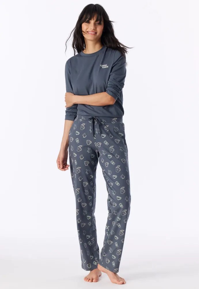 Schiesser Hose Blau gemustert - Mix+Relax für Damen, Größe M, 95 % Baumwolle, 5 % Elasthan