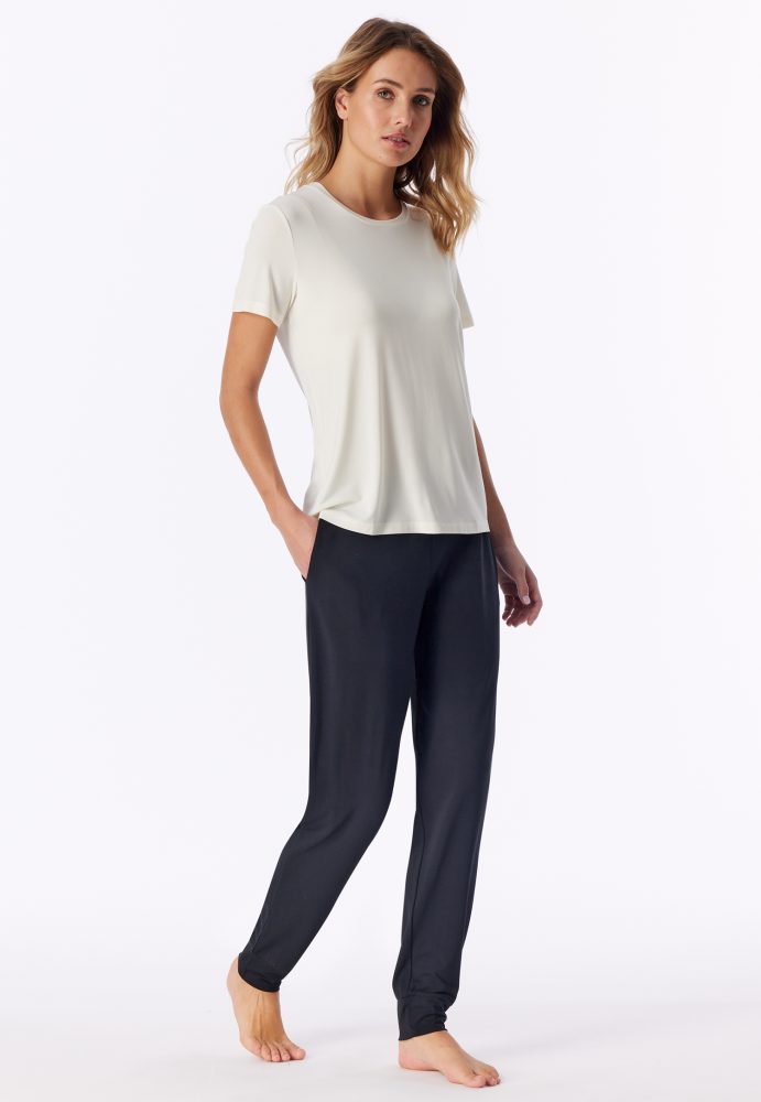Schiesser T-Shirt Off-White - Mix+Relax für Damen, Größe L, 95 % Modal, 5 % Elasthan
