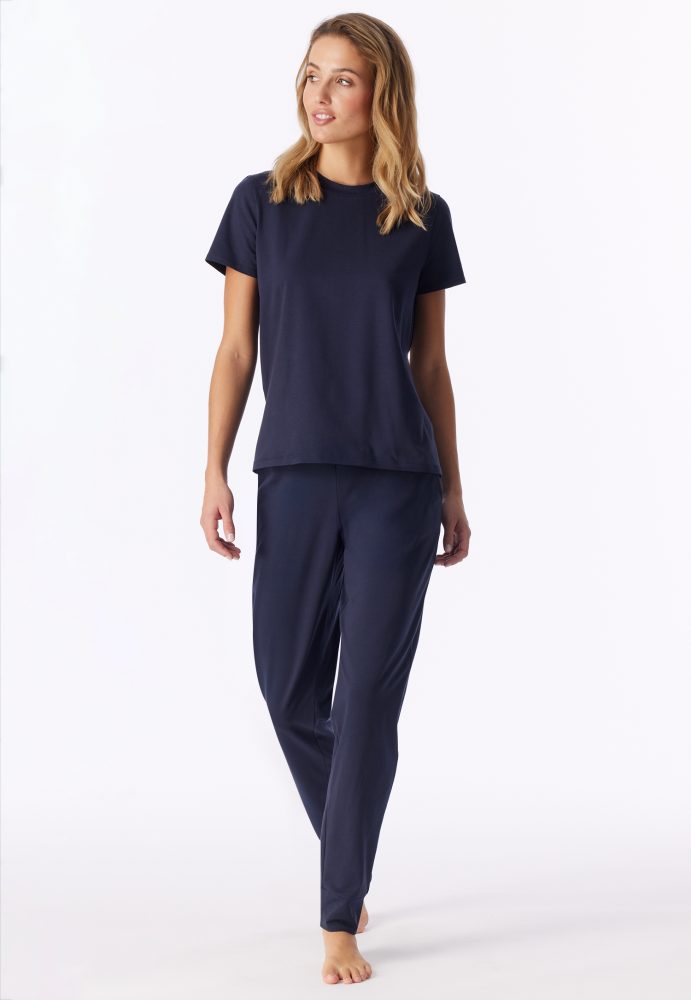 Schiesser T-Shirt Dunkelblau - Mix+Relax für Damen, Größe XS, 95 % Baumwolle, 5 % Elasthan