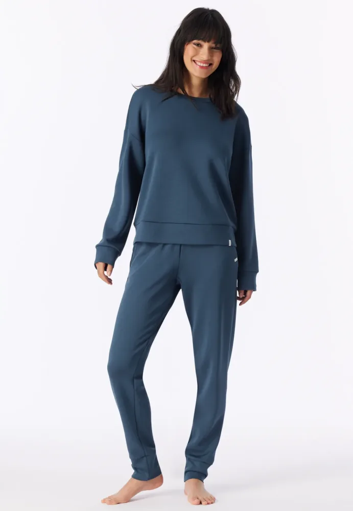 Schiesser Sweatshirt Petrol - Mix+Relax für Damen, Größe S, 75 % Modal, 5 % Elasthan, 20 % Polyester
