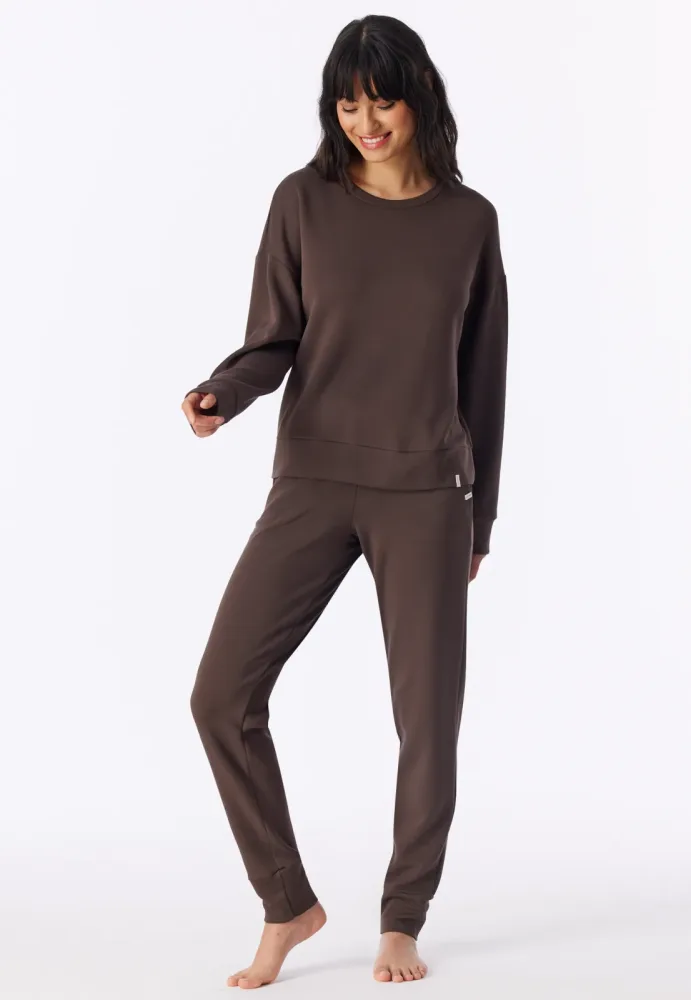 Schiesser Sweatshirt Braun - Mix+Relax für Damen, Größe M, 75 % Modal, 5 % Elasthan, 20 % Polyester