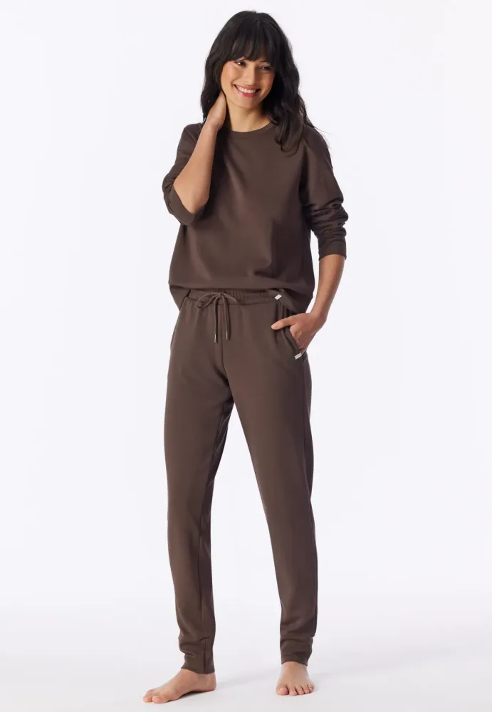 Schiesser Sweathose mit Bündchen Braun - Mix+Relax für Damen, Größe M, 75 % Modal, 5 % Elasthan, 20 % Polyester