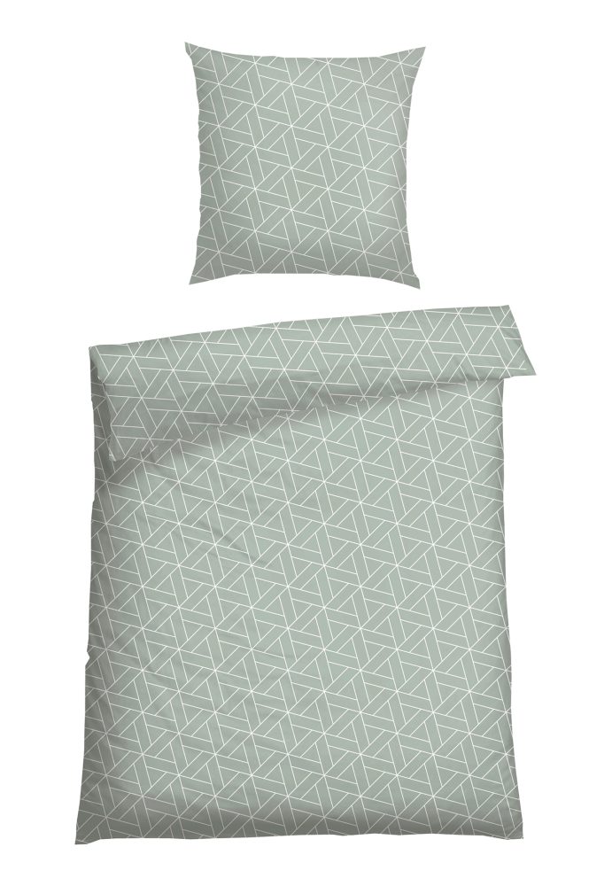 Schiesser Bettwäscheset 2-teilig Grün/Weiss gemustert - SCHIESSER Home, Größe 155*220, 100 % Baumwolle