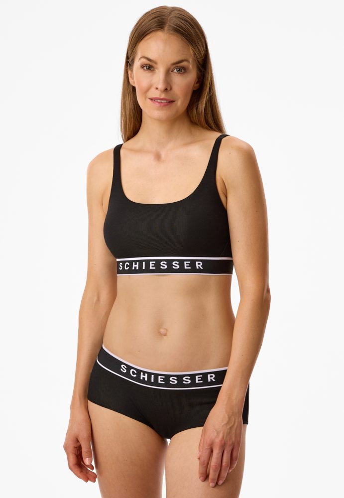 Schiesser Panty Schwarz - Pure Rib für Damen, Größe S, 50 % Baumwolle, 5 % Elasthan, 45 % Modal