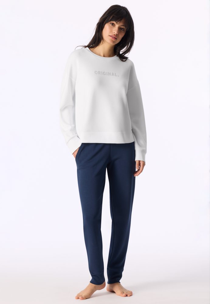 Schiesser Sweatshirt Weiss - Mix+Relax für Damen, Größe S, 75 % Modal, 5 % Elasthan, 20 % Polyester