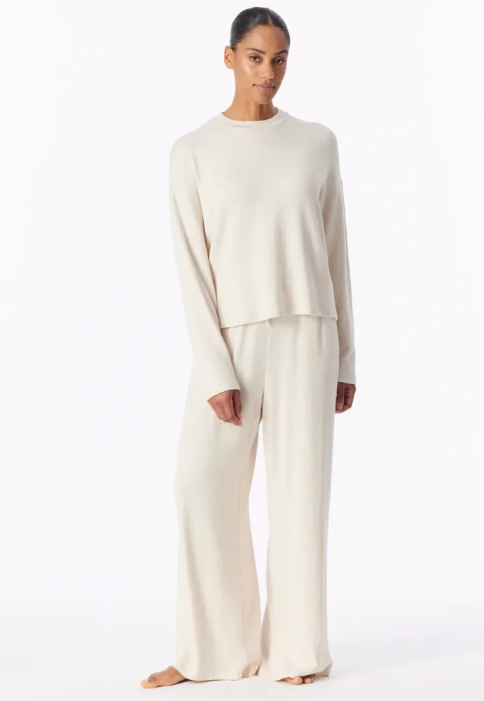 Schiesser Shirt Off-White - Mix+Relax für Damen, Größe L, 65 % Viskose, 5 % Elasthan, 30 % Baumwolle