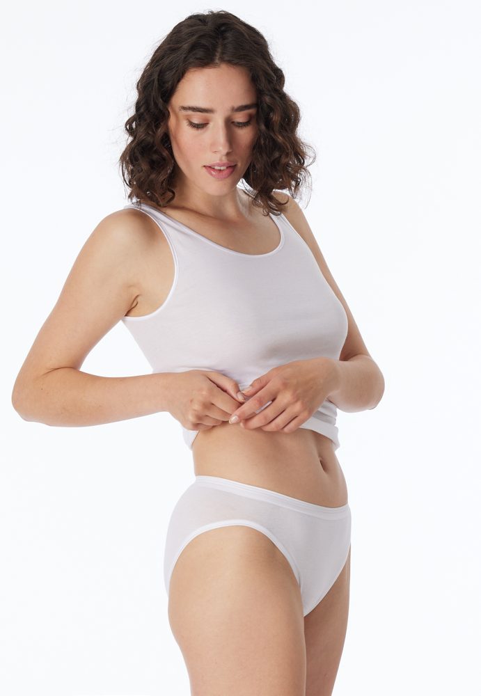 Schiesser Slip Weiss - Luxury für Damen, Größe L, 97 % Baumwolle, 3 % Elasthan