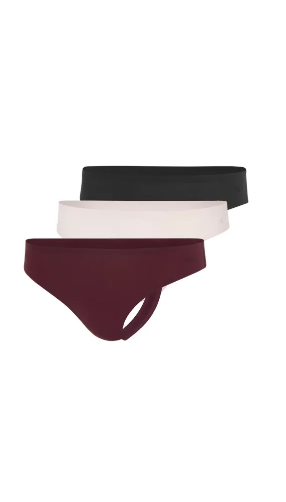 Schiesser String 3er-Pack Bordeaux/Beige/Schwarz - ADIDAS für Damen, Größe M, 76 % Polyamid, 24 % Elasthan