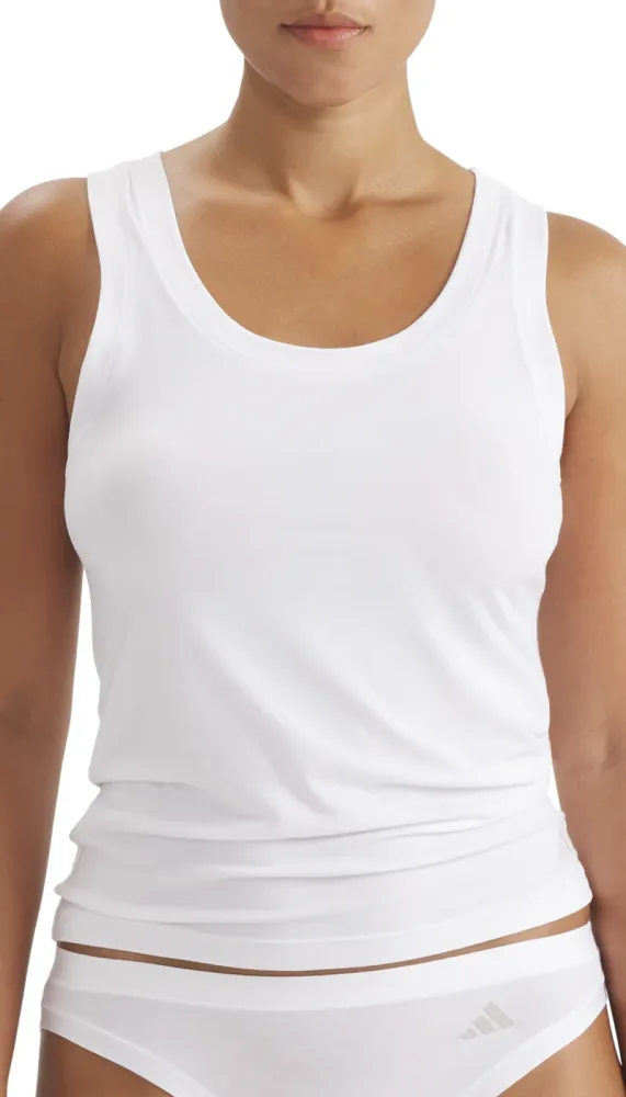Schiesser Tank Top 2er-Pack Weiss - ADIDAS für Damen, Größe M, 5 % Elasthan, 48 % Modal, 47 % Baumwolle